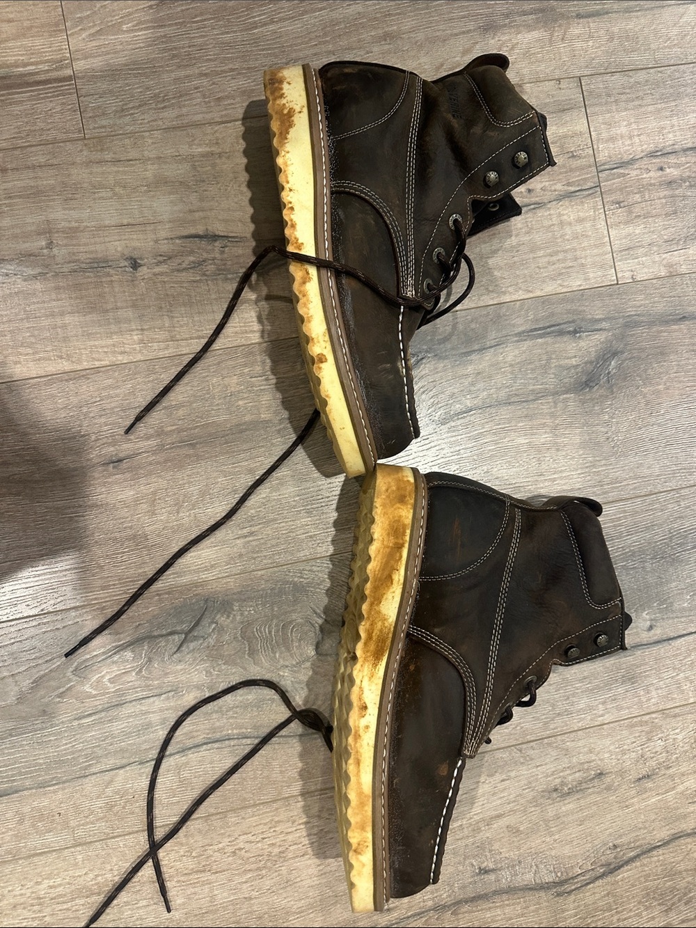 Wolverine Dark Brown Moc Toe Work Boots - Picture 2 of 3